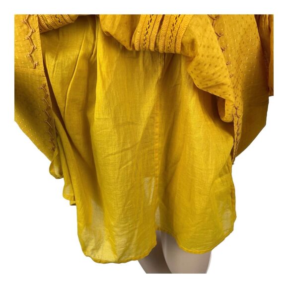 Tularosa Revolve Luna Off Shoulder Mini Dress LARGE Yellow Marigold Embroidered - Picture 8 of 10